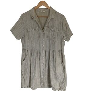 Roark Womens Riviera Cream Button-Up Short Sleeve Dress Size Large‎ Organic